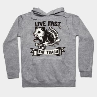 Live Fast Eat Trash - Vintage Opossum Design Hoodie